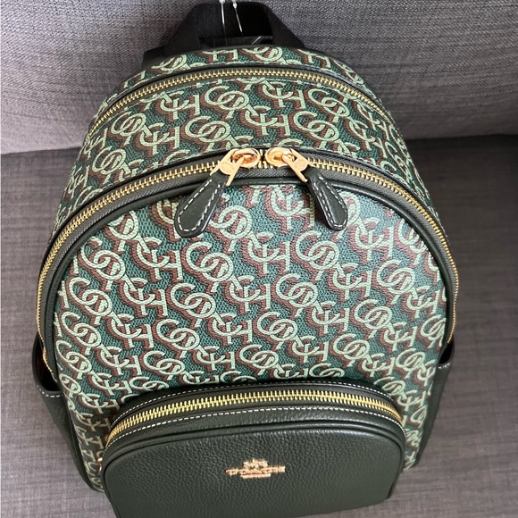 NWT COACH COURT BACKPACK BAG IN MONOGRAM PRINT GREEN - Picture 7 of 7
